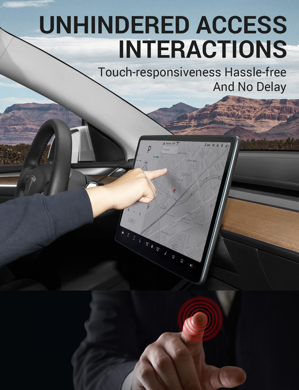 Basenor Tesla Model Y Model 3 Screen Protector Automatic Alignment Tempered Glass Center Control Navigation Touchscreen Protector 9H Anti Fingerprint Anti-Glare Matte Dashboard Accessories - Image 6