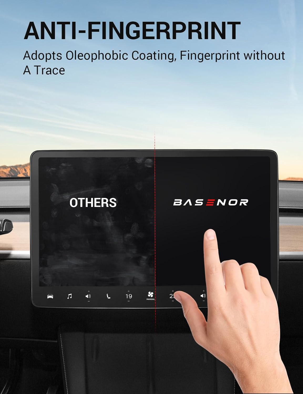BASENOR Tesla Model Y Model 3 Screen Protector Matte Center Control Tempered Glass Touchscreen Protector 9H Anti Fingerprint Anti-Glare Interior Accessories Gen 2 (Not Suitable for 2024 Model 3) - Image 8