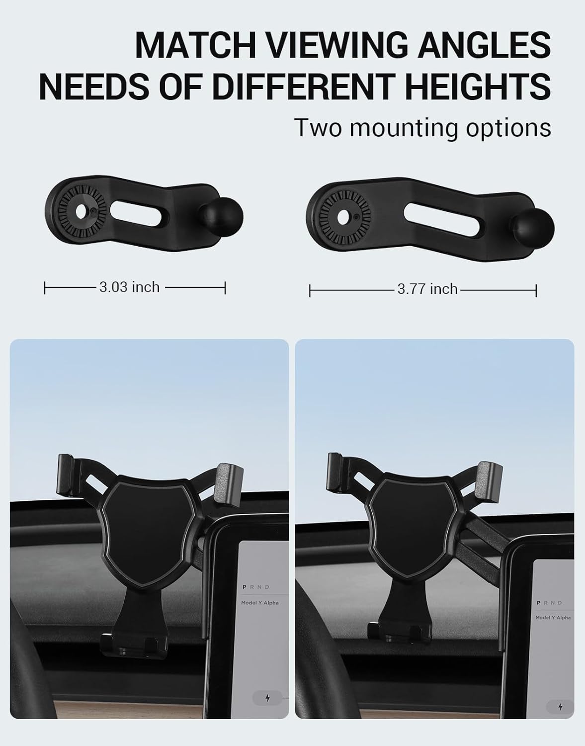BASENOR Tesla Phone Mount Holder Model 3 Model Y Strong Adhesion 360° Adjustable Cell Phone Stand Tesla Interior Accessories Fit for All iPhone & Most Android (Not Fit 2024 Model 3) - Image 7