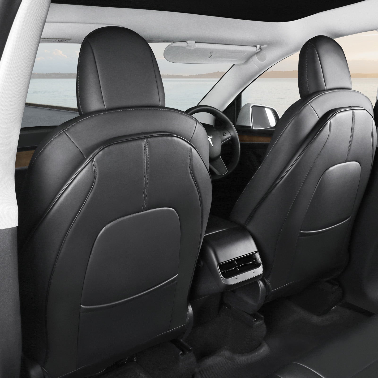 Tesla Model 3/Y/S/X Leather Seat Back Kick Protector - Waterproof Scratchproof 2PCS - Image 2
