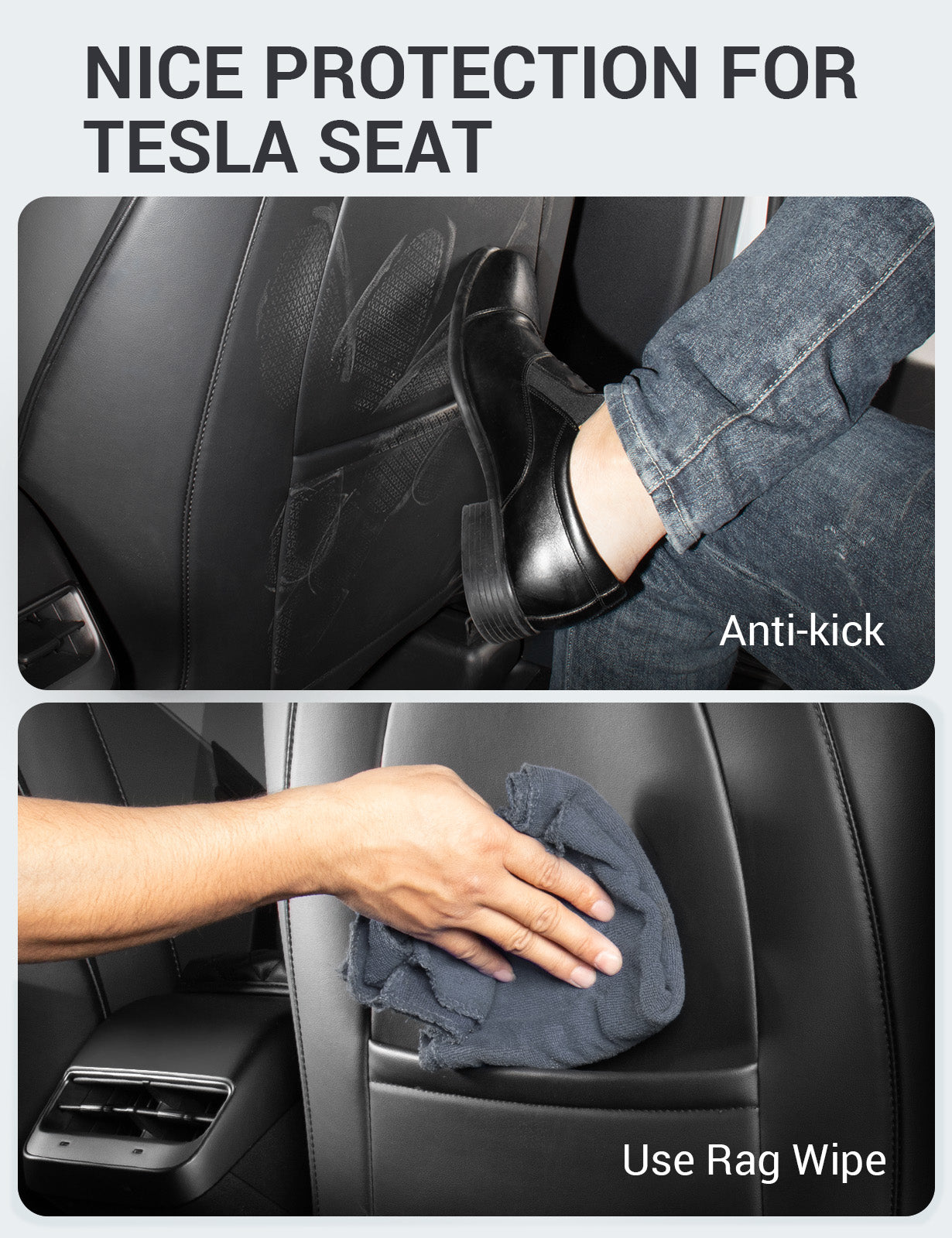 Tesla Model 3/Y/S/X Leather Seat Back Kick Protector - Waterproof Scratchproof 2PCS - Image 4